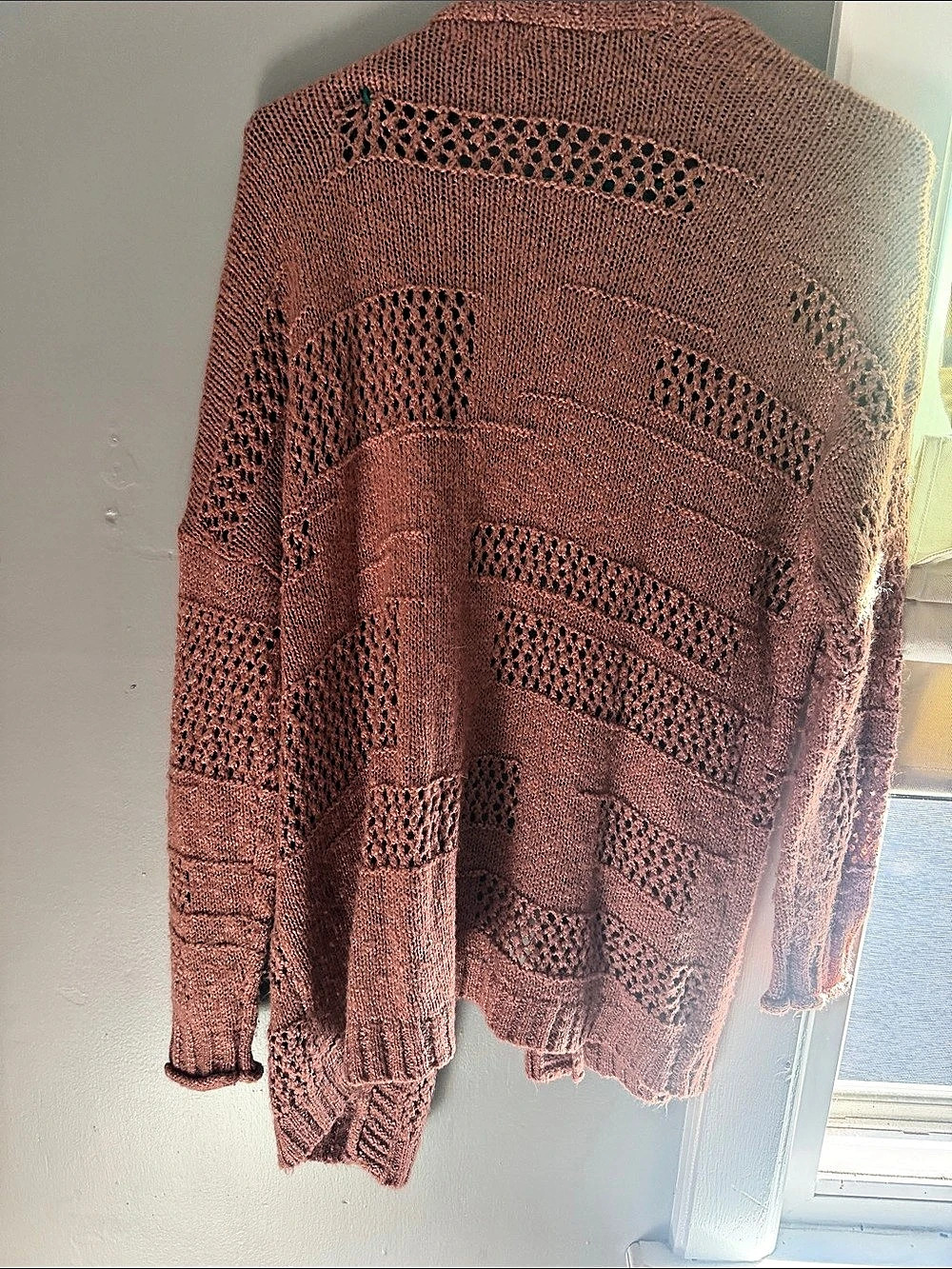 RD Style Open Front Crochet Cardigan in Brown - Picture 2 of 2
